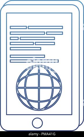 degraded outline smartphone global programming code technology Stock Vector