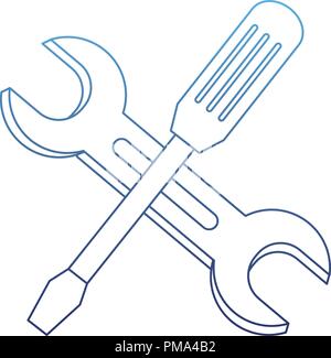 degraded outline industry screwdriver and wrench equipments repair Stock Vector