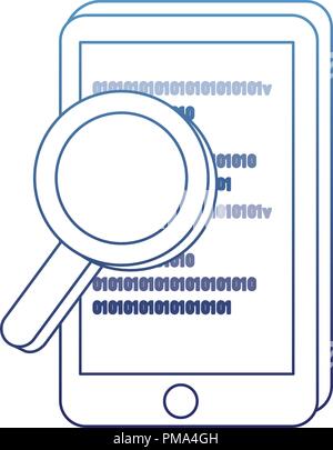 degraded outline smartphone with data code and industry gears Stock ...