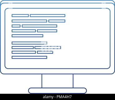 degraded outline computer technology with data code program Stock Vector