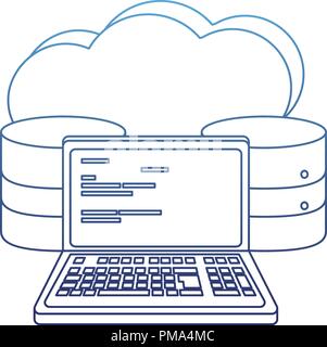 degraded outline computer technology with data code program Stock ...