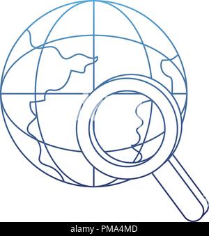 degraded outline global digital data network server Stock Vector