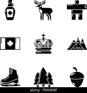 Canuck icons set, simple style Stock Vector