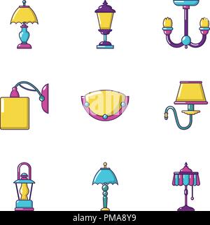 Torch icons set, cartoon style Stock Vector