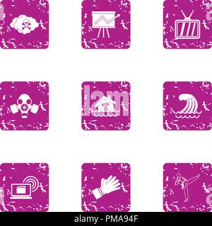 Online graphic icons set, grunge style Stock Vector