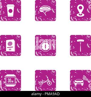 Row icons set, grunge style Stock Vector