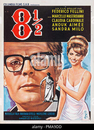 Marcello Mastroianni, Claudia Cardinale '8 and One Half' (8 1/2) 1963 Poster    File Reference # 31955 975THA Stock Photo