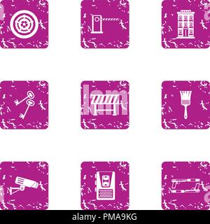 Watch icons set, grunge style Stock Vector