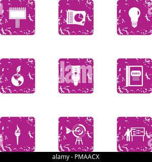 Energy development icons set, grunge style Stock Vector
