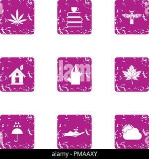 Economic knowledge icons set, grunge style Stock Vector
