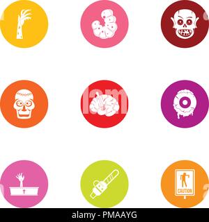 Risen dead icons set, flat style Stock Vector