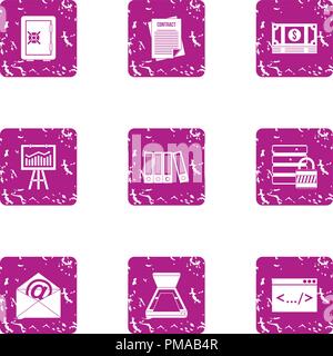 Cheap money icons set, grunge style Stock Vector