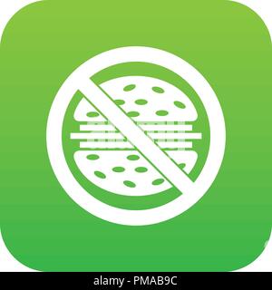 Stop fast food icon digital green Stock Vector
