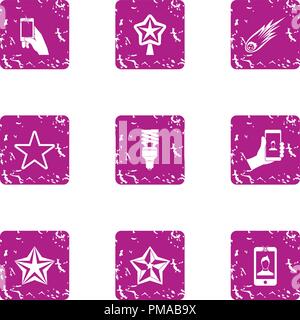 Selfie photo icons set, grunge style Stock Vector