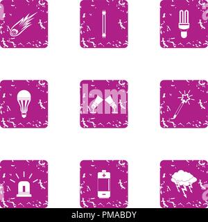 Emergency light icons set, grunge style Stock Vector
