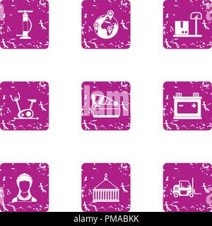 Courier service icons set, grunge style Stock Vector