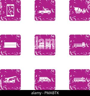 Huge machine icons set, grunge style Stock Vector