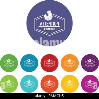 Zombie icons set vector color Stock Vector