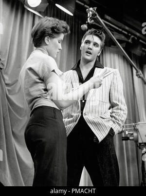 Elvis Presley and Debra Paget during rehearsals for one of  his early TV appearances on the'Milton Berle Show' June 5, 1956.  File Reference # 32368 273THA Stock Photo