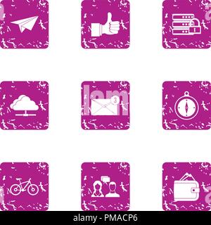 Notification icons set, grunge style Stock Vector