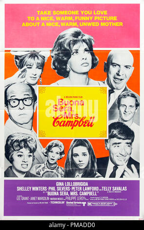 'Buona Sera, Mrs. Campbell' - US Poster 1968 United Artists  Gina Lollobrigida, Shelley Winters, Phil Silvers, Peter Lawford, Telly Savalas, Lee Grant, Janet Margolin, Marian McCargo, Naomi Stevens, Renzo Palmer  File Reference # 32509 076THA Stock Photo