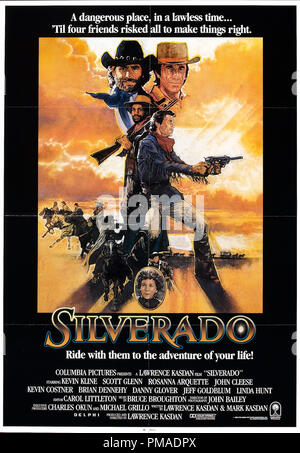 'Silverado' - US Poster 1985 Columbia Pictures  Kevin Kline, Scott Glenn, Kevin Costner, Danny Glover, Rosanna Arquette  File Reference # 32509 327THA Stock Photo