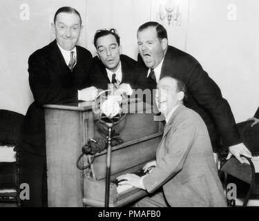 Buster Keaton with Jimmy Durante, Stan Laurel and Oliver Hardy, circa 1930  File Reference # 32633 435THA Stock Photo