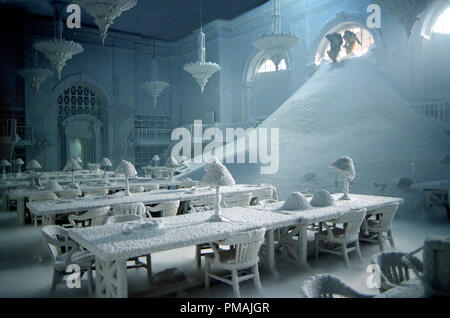 A Manhattan public library - and the rest of New York - are frozen in the wake of catastrophic climatic shift  'The Day After Tomorrow' (2004) Stock Photo