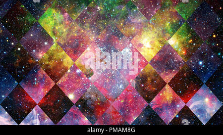 Abstract hipster geometric background with triangles, circles, nebula, stars and galaxy. Elements of this image furnished by NASA. Stock Photo