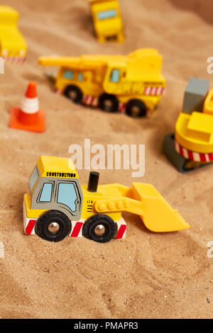 little wood toy excavator Stock Photo