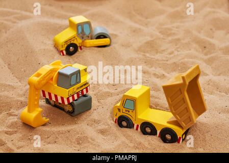 little wood toy excavator Stock Photo