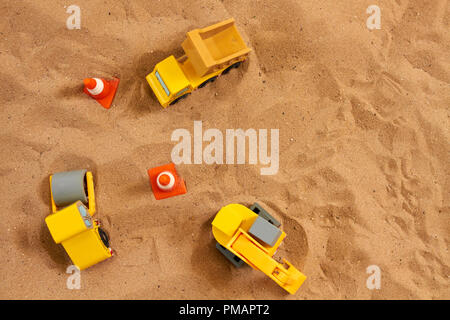 little wood toy excavator Stock Photo