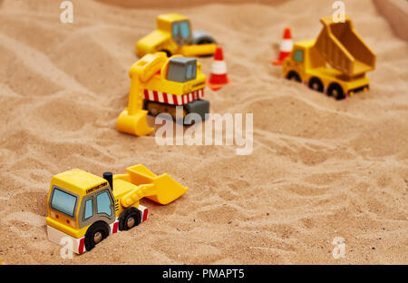 little wood toy excavator Stock Photo