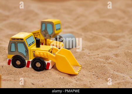 little wood toy excavator Stock Photo