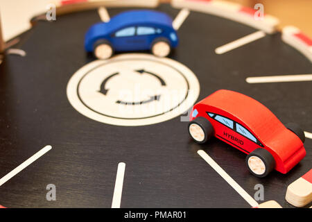 wood cars toy parking garage hybrid Stock Photo