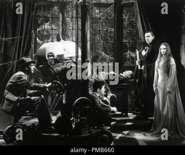 Bela Lugosi, Carol Borland, Director Tod Browning, James Wong Howe, 'Mark of the Vampire' (1935) MGM  File Reference # 33536 822THA  For Editorial Use Only -  All Rights Reserved Stock Photo