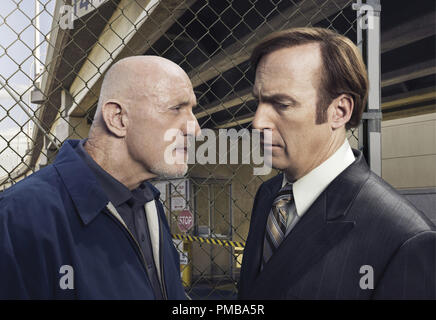 Jonathan Banks as Mike Ehrmantraut and Bob Odenkirk as Saul Goodman - BETTER CALL SAUL - Season 1, Gallery - Photo Credit: Ben Leuner/AMC Stock Photo