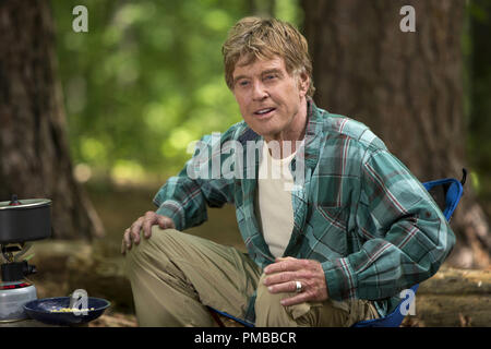 Robert Redford stars as Bill Bryson hiking along the Appalachian Trail in Broad Green Pictures upcoming release, A WALK IN THE WOODS. Stock Photo