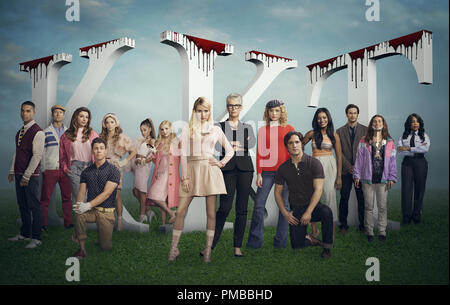 SCREAM QUEENS, l-r: Lucien Laviscount, Glen Powell, Nasim Pedrad, Nick