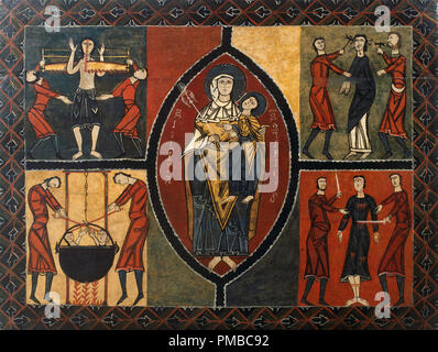 Altar frontal from Durro. Date/Period: Mid-12th century. Painting. Tempera on wood. Height: 980 mm (38.58 in); Width: 1,293 mm (50.90 in). Author: UNKNOWN. Artist Unknown. Stock Photo
