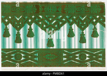 Border and sidewall. Date/Period: 1860-90. Border and sidewall. Block-printed and flocked on continuous paper. Author: UNKNOWN. Stock Photo