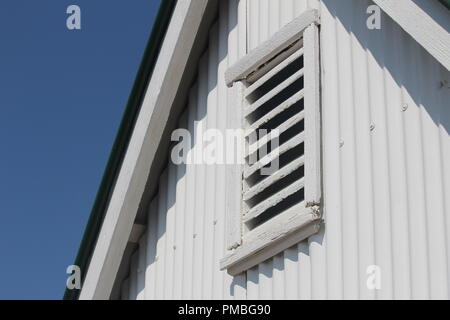 Ventilation louvres in the wall of cow milking shed at Lanyon Homestead, Canberra, ACT, Australia. Stock Photo