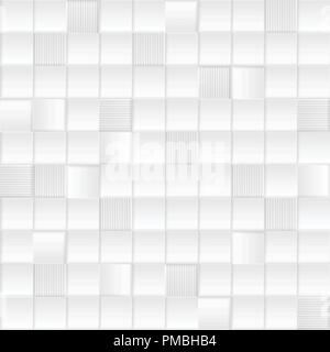 Grey and white minimal tech squares pattern background. Paper vector design Stock Vector
