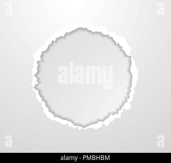 Abstract circle torn paper edge background. Grey vector frame design Stock Vector