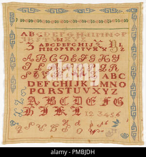 Sampler. Date/Period: Early 19th century. Sampler. Medium: silk embroidery on linen foundation. Technique: embroidered. Author: UNKNOWN. Stock Photo