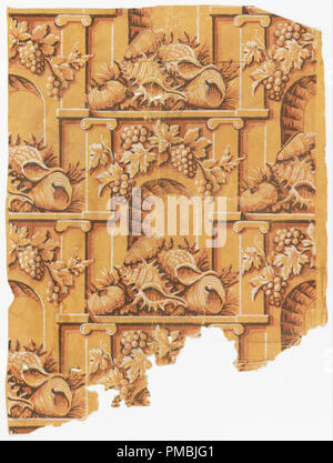 Shells in the Archway. Date/Period: 1796-1810. Sidewall. Block-printed on handmade paper. Author: UNKNOWN. Stock Photo