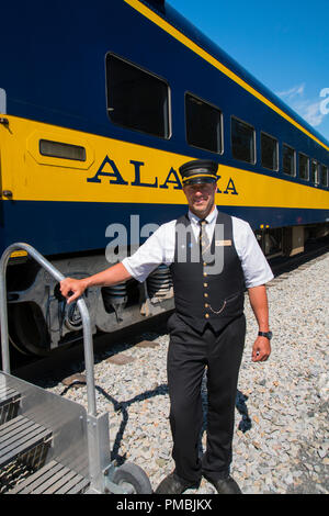 Alaska Railroad Glacier Discovery train trip,  Chugach National Forest, Alaska. Stock Photo