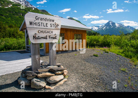 Alaska Railroad Glacier Discovery train trip,  Chugach National Forest, Alaska. Stock Photo