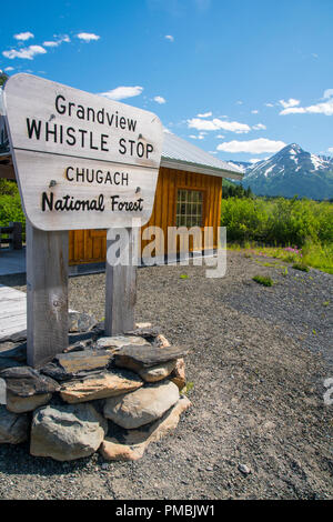 Alaska Railroad Glacier Discovery train trip,  Chugach National Forest, Alaska. Stock Photo