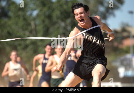 JACK O'CONNELL stars as Olympian and war hero Louis 'Louie' Zamperini in 'Unbroken' Stock Photo